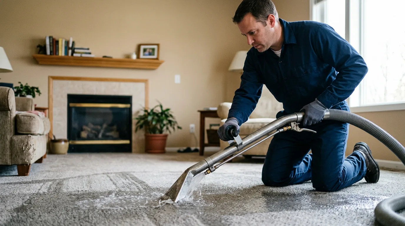 Water damage restoration technician working near Newport, RI